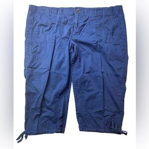 George Plus Navy Blue Pull-On Capri Pants 24W Drawstring Hem